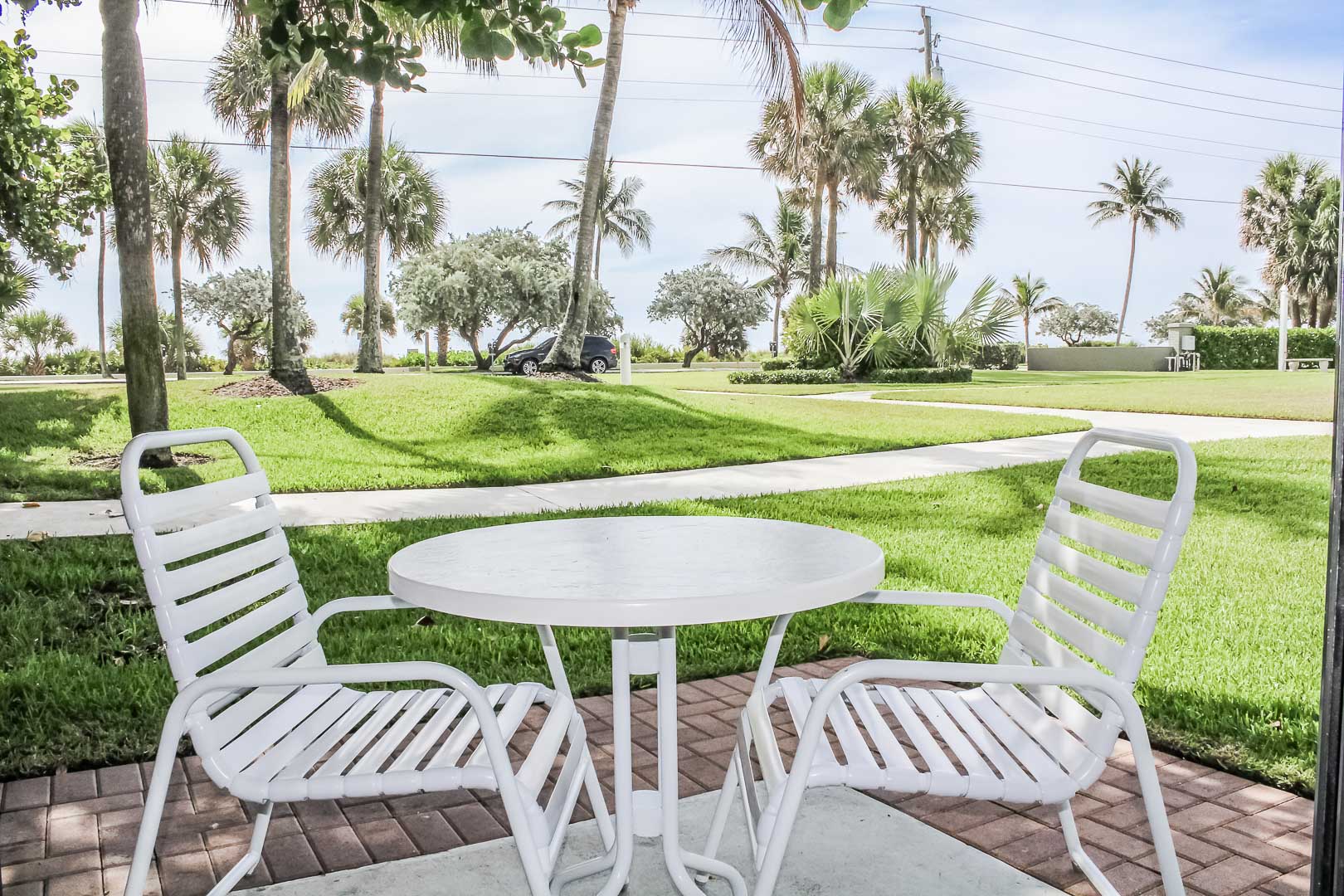 A relaxing patio area at VRI's Berkshire by the Sea in Florida.
